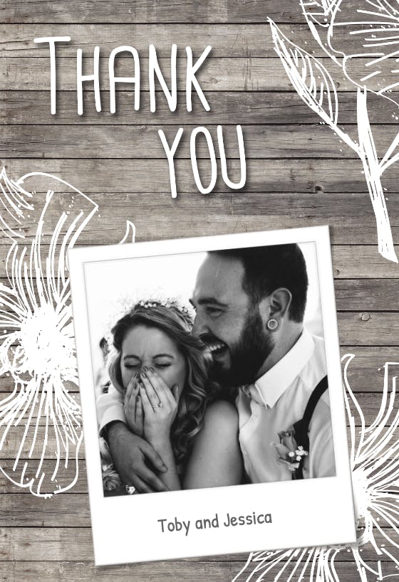 Wooden deck - wedding thank you card